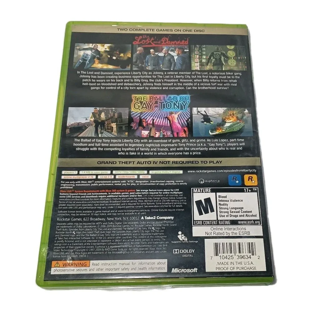 Grand Theft Auto: Episodes From Liberty City W/ Poster Xbox 360 CIB Video Game